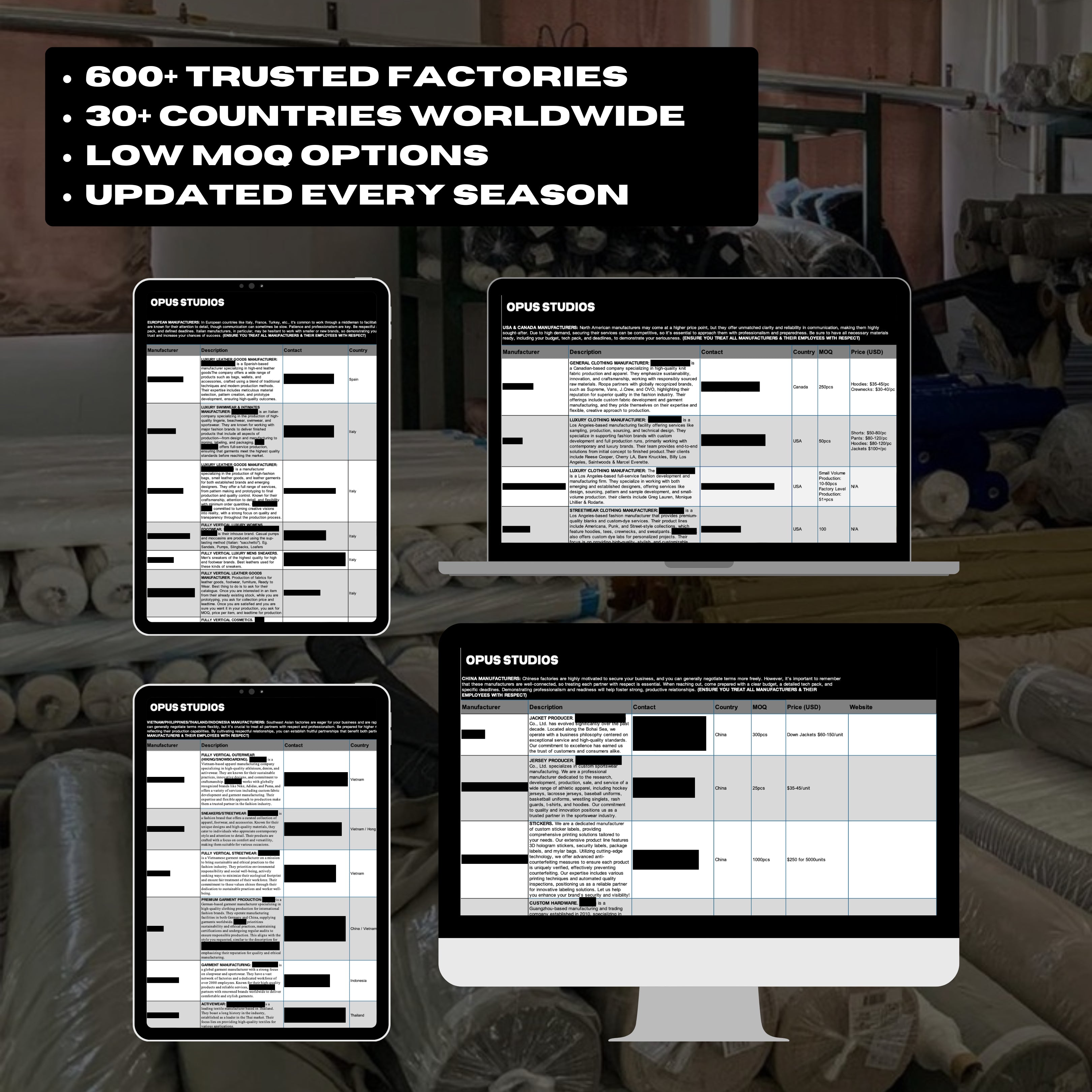 OPUS Professional Flat Sketch & Manufacturer Bundle (600+ Design Mockups & 600+ Trusted Factories)