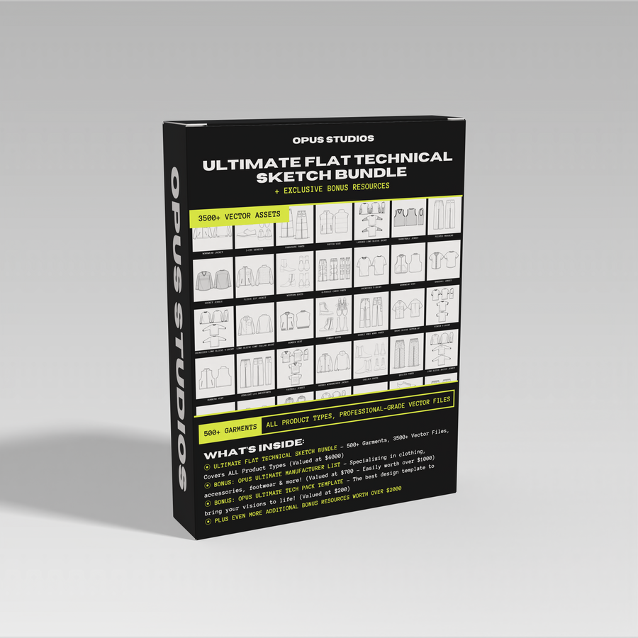 OPUS Ultimate Flat Technical Sketch Bundle + 500 OPUS Vetted Low MOQ Manufacturers